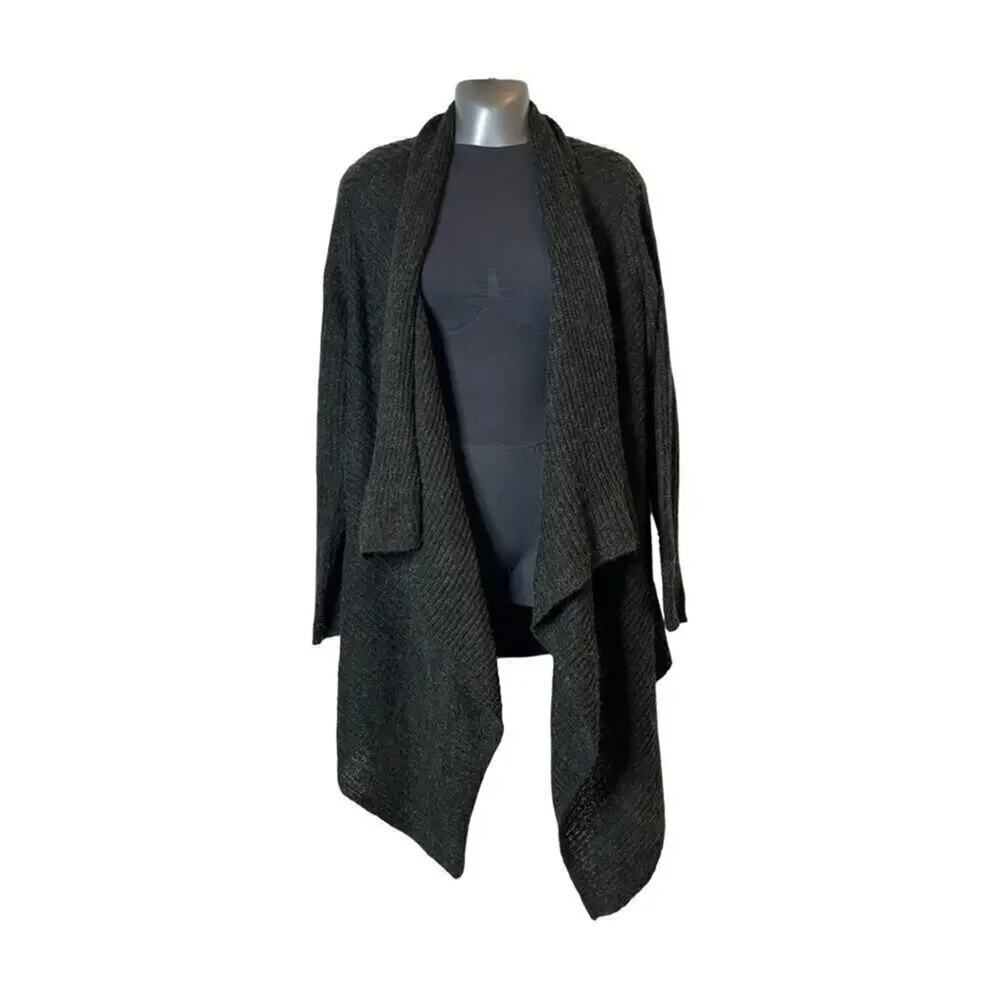 Joe Fresh Women's Charcoal‎ Open Cascade Waterfall Front Cardigan Sweater Size M